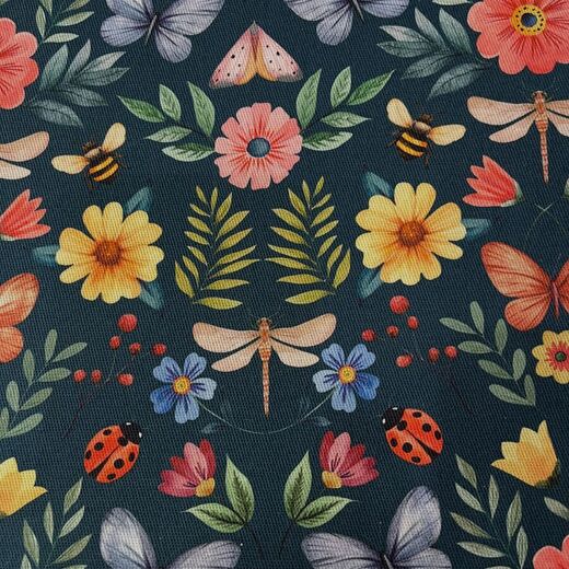 Estampa Borboletas e Flores