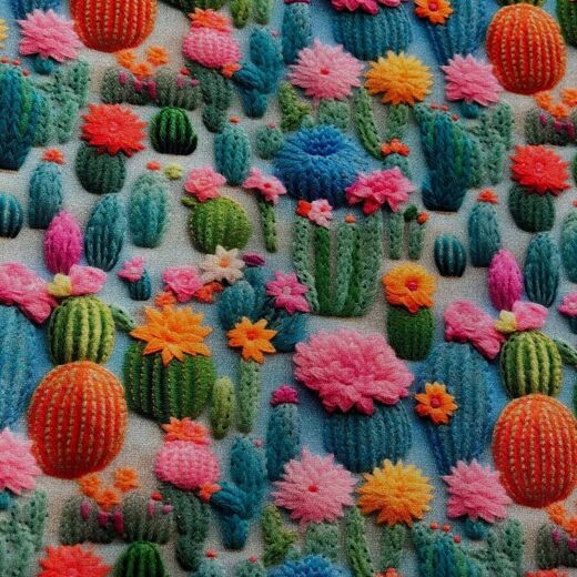 Estampa Cactos Bordados